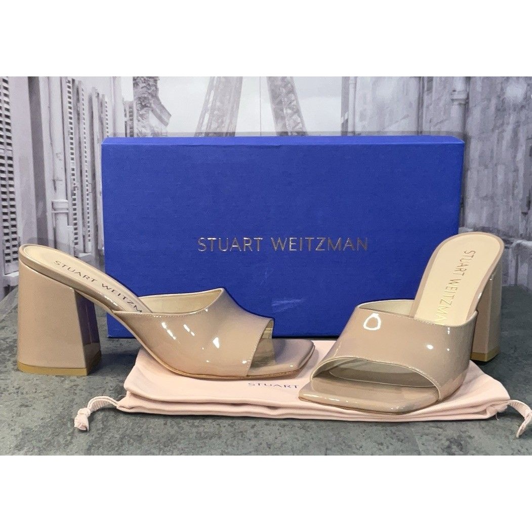 Stuart Weitzman Tia 85 Flare Lock Slide Fawn Womenâs Sandals Size9 B